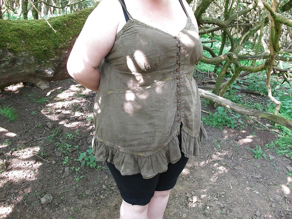 23P Flashing big boobs in the wood!