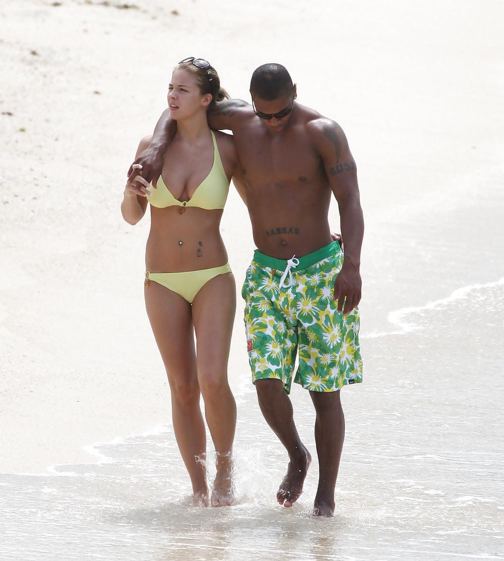 22P Gemma Atkinson Yellow Bikini Holiday in the Caribbean