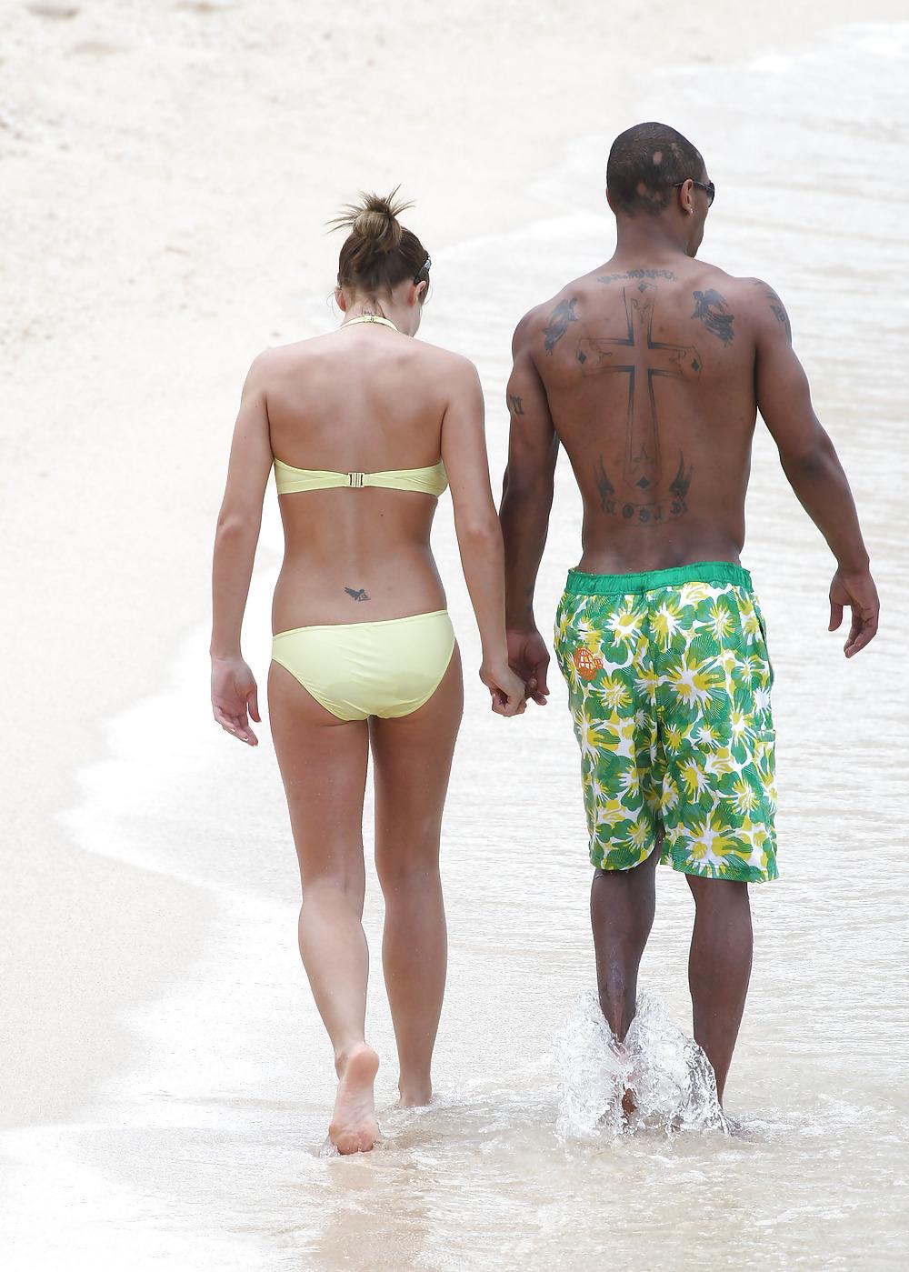 22P Gemma Atkinson Yellow Bikini Holiday in the Caribbean