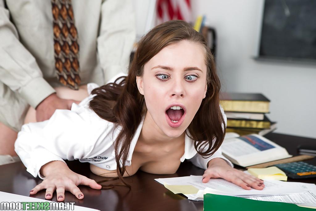16P Schoolgirl Anya Olsen having shaved teen pussy licked and fucked by teacher