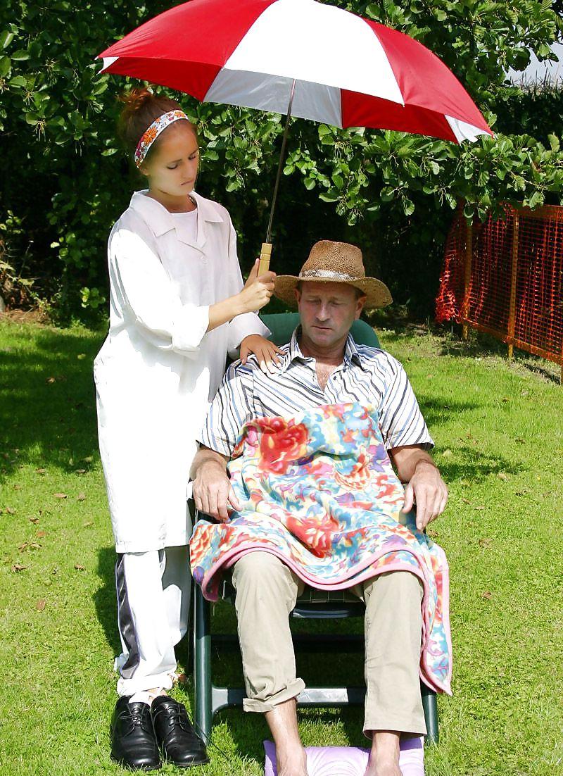 14P Nurse has sex with old man in the garden