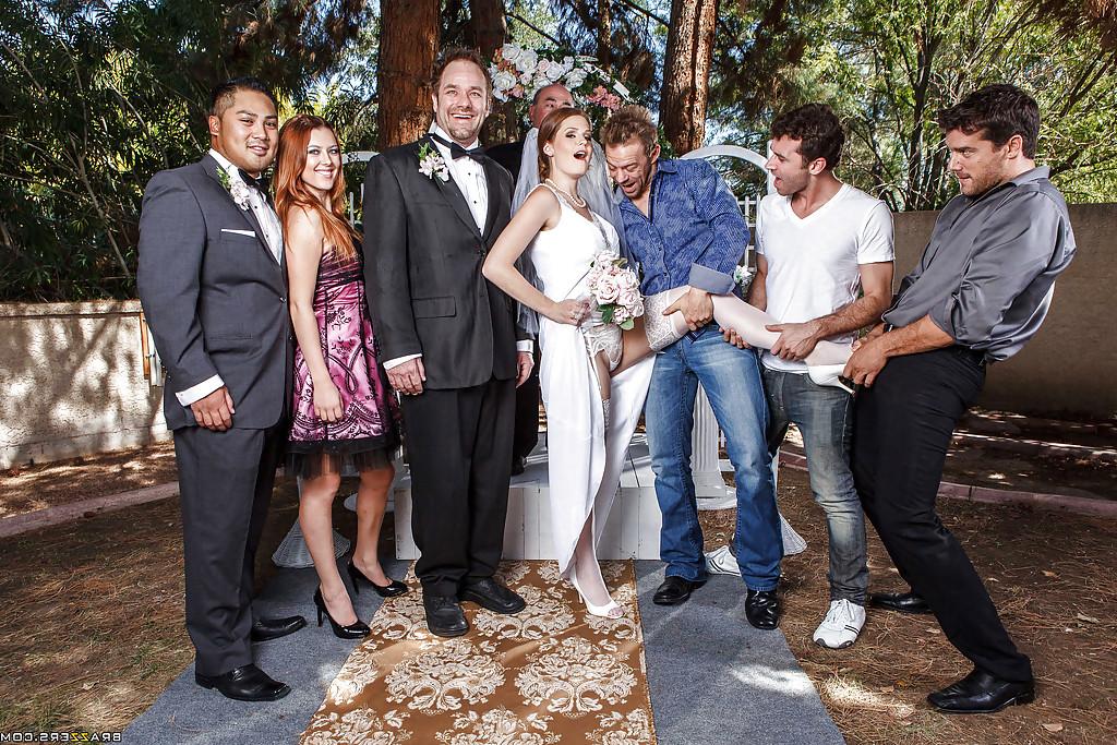 16P Slutty bride Allison Moore is into foursome groupsex with well-hung guys