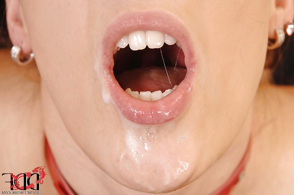 14P Tied up slut Demetris receives a big load of cum in her mouth