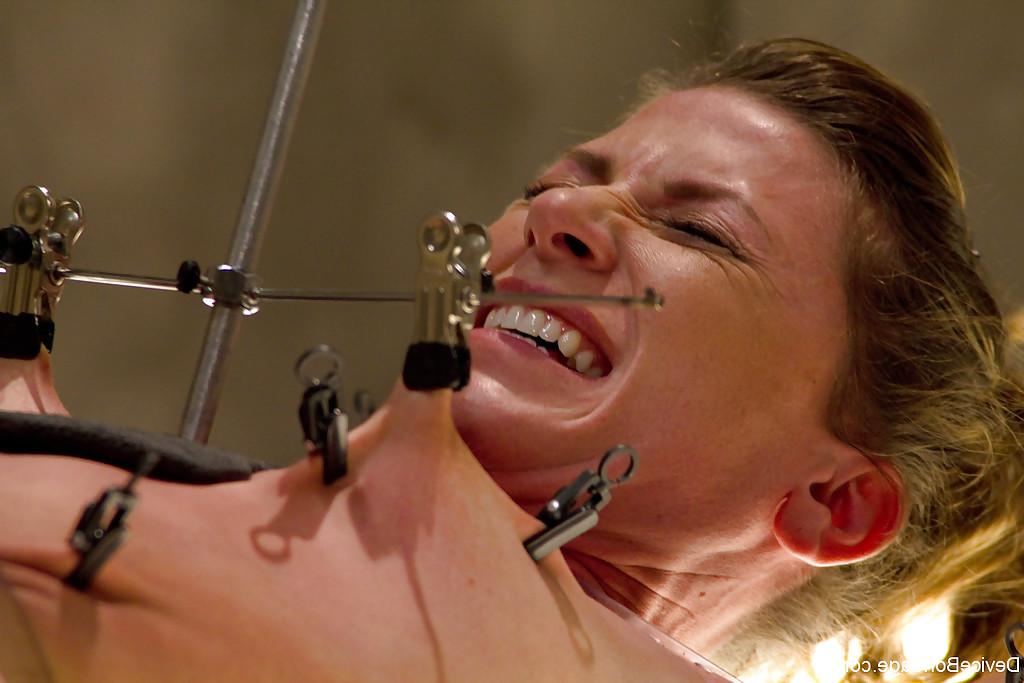 16P Bondage model Ariel X experiences hardcore nipple clamp torture