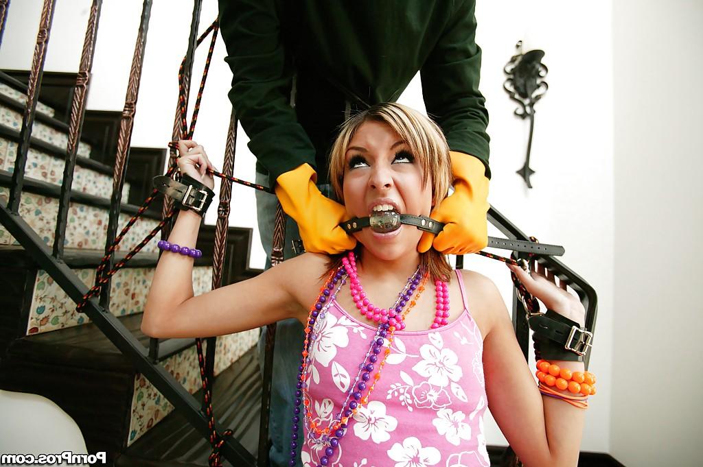 16P Teen pornstar Lexi Diamond gets tied up in bondage and toyed hard