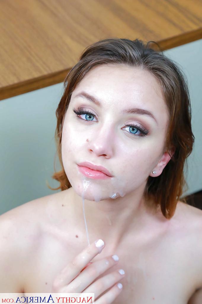 12P Euro schoolgirl Aurora Belle removes glasses to take cumshot in mouth