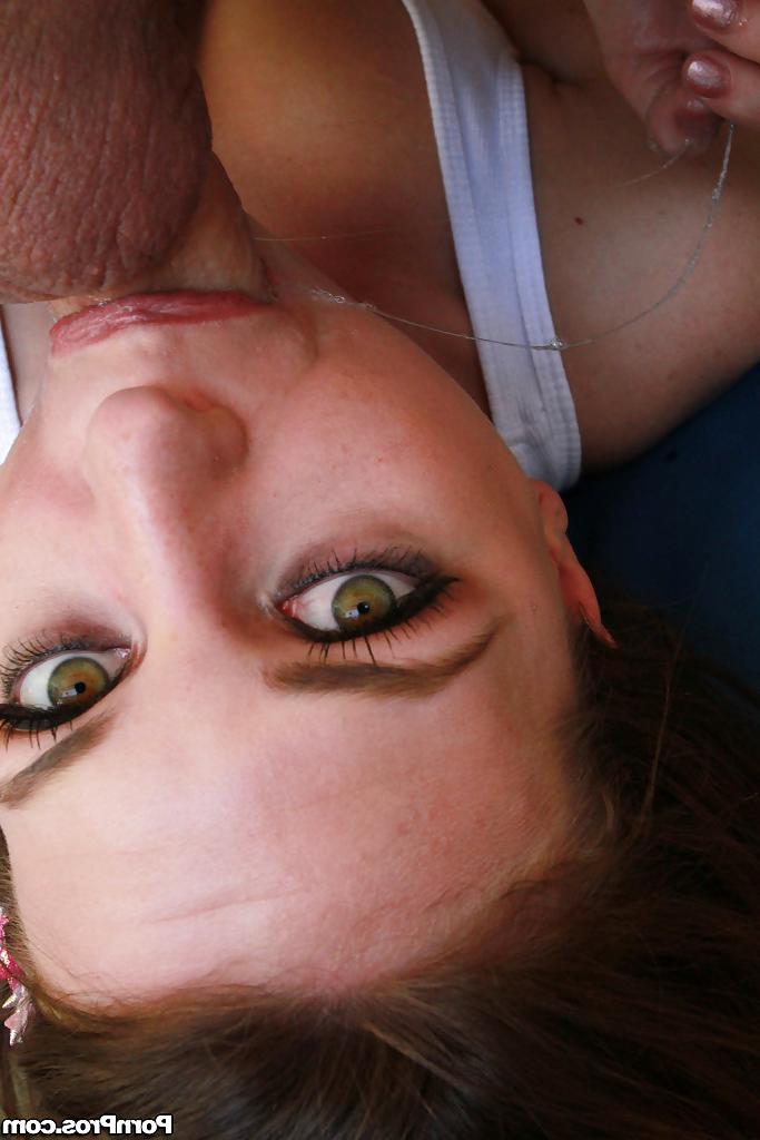 16P Deepthroat specialist Kasey Chase riding cock with fingers in asshole on patio