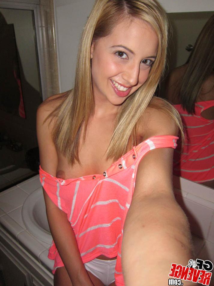 16P Frisky blonde amateur showcasing her slippy body with shaved cooter