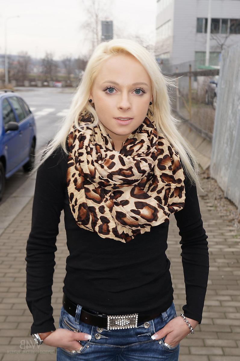 16P Tiny blonde teen Naomi undressing to model nude in high heels