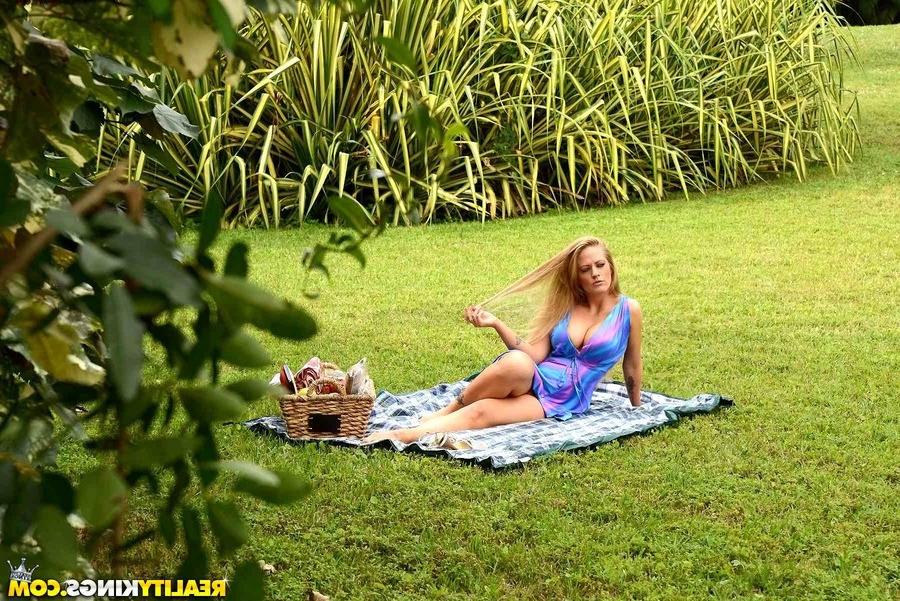 12P Blonde clothed female flashes nude upskirt and strips for outdoor cowgirl fuck