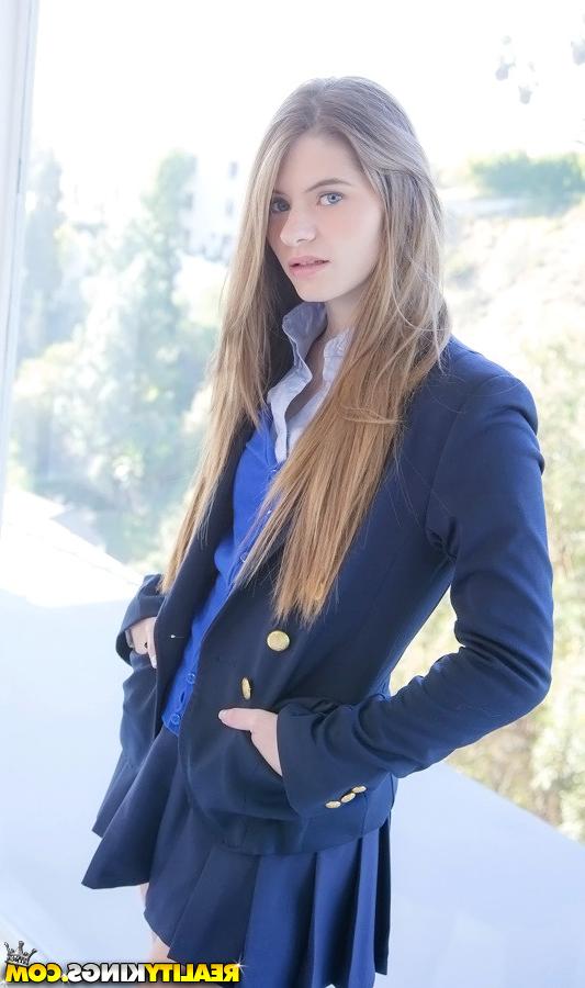16P Long-haired teenage sweetie Alice March gets rid of her uniform and panties