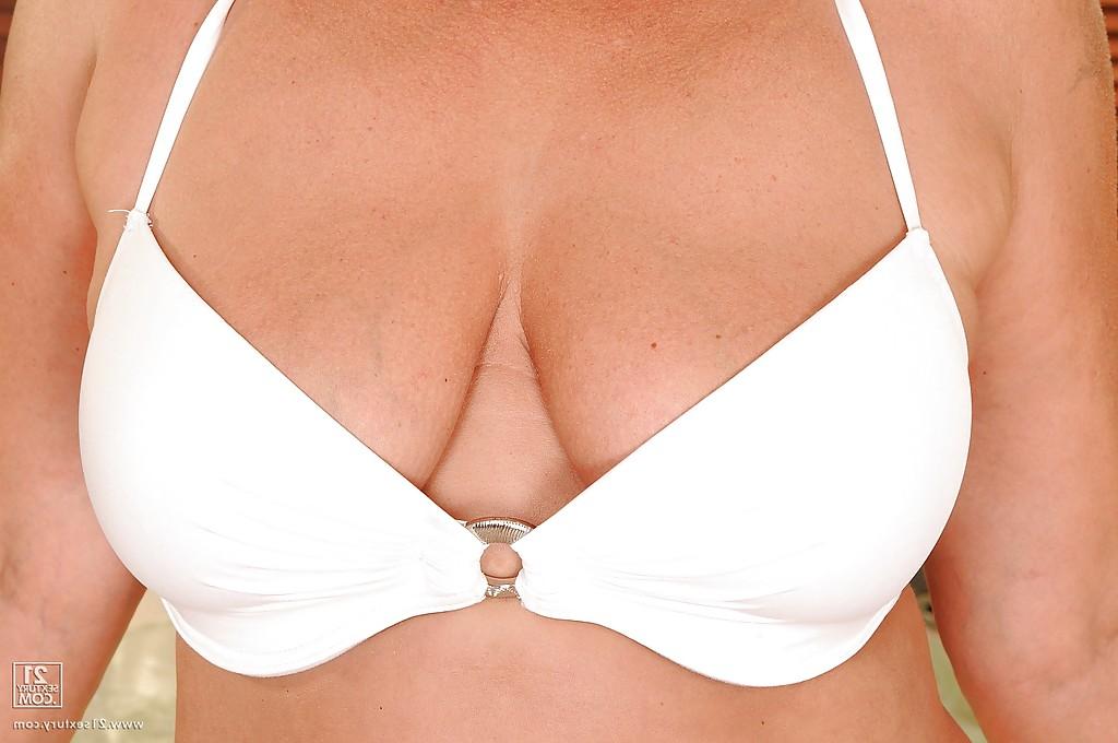 16P Big titted mature lesbian mom strips to expose her chubby body