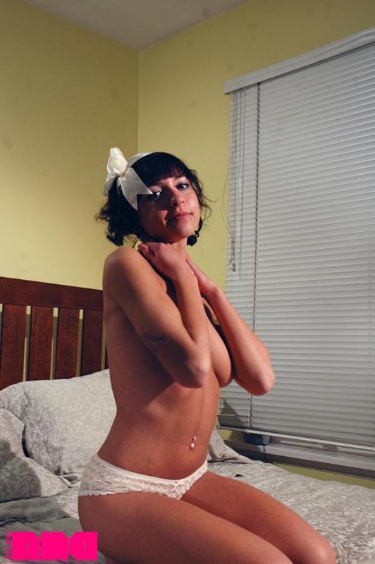 15P Alt teen Adora teases in her sexy white panties in bed