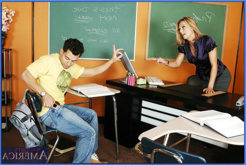 16P Sizzling MILF teacher Brenda James revealing shapely juggs and fucking