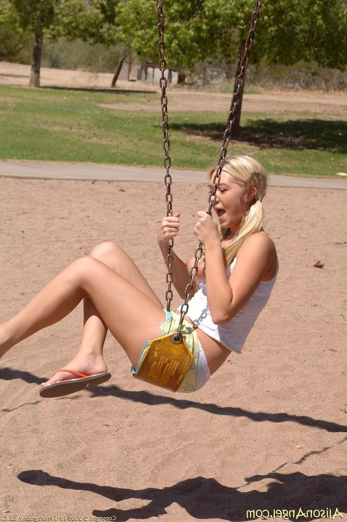 20P Pictures of Alison Angel getting naked at a park