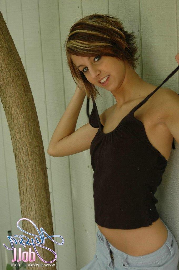 16P Pictures of Alyssa Doll taking her shirt off to cool off