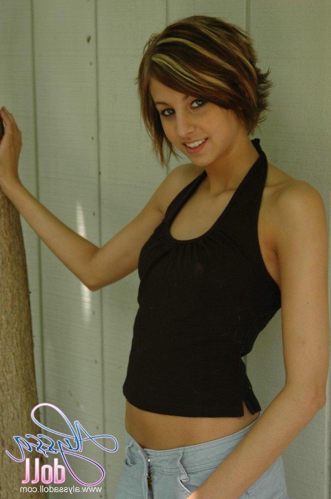 16P Pictures of Alyssa Doll taking her shirt off to cool off