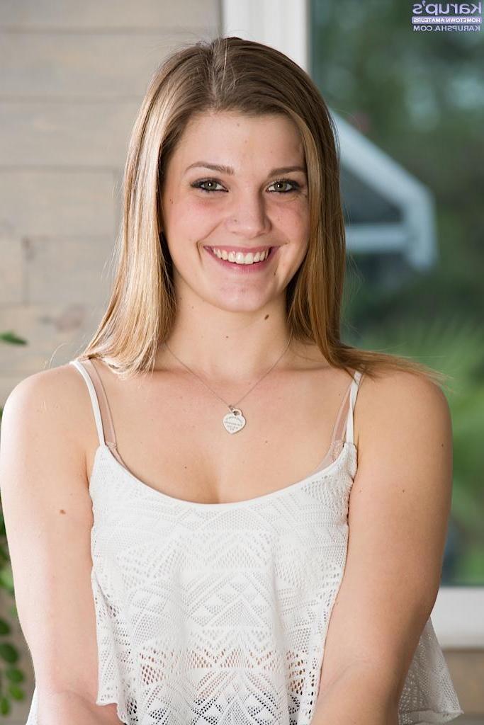 15P Cute girl next door Aubrey Snow slides down her panties and masturbates
