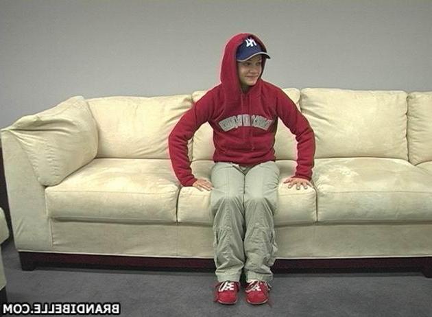 16P Pictures of teen amateur Brandi Belle stripping on the couch