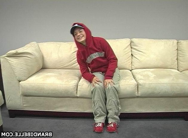 16P Pictures of teen amateur Brandi Belle stripping on the couch