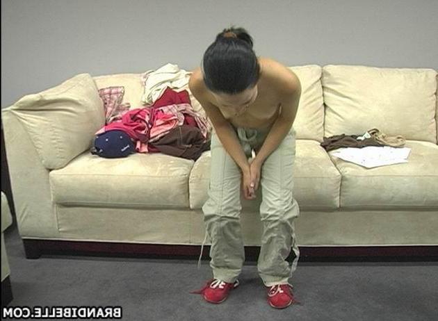 16P Pictures of teen amateur Brandi Belle stripping on the couch
