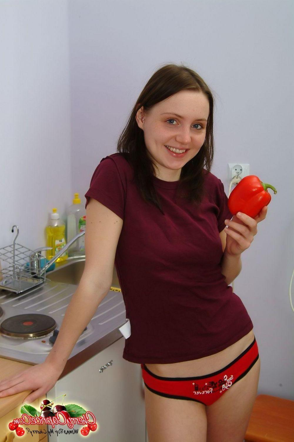 20P Pictures of teen star Cherry Caprice getting kinky with food