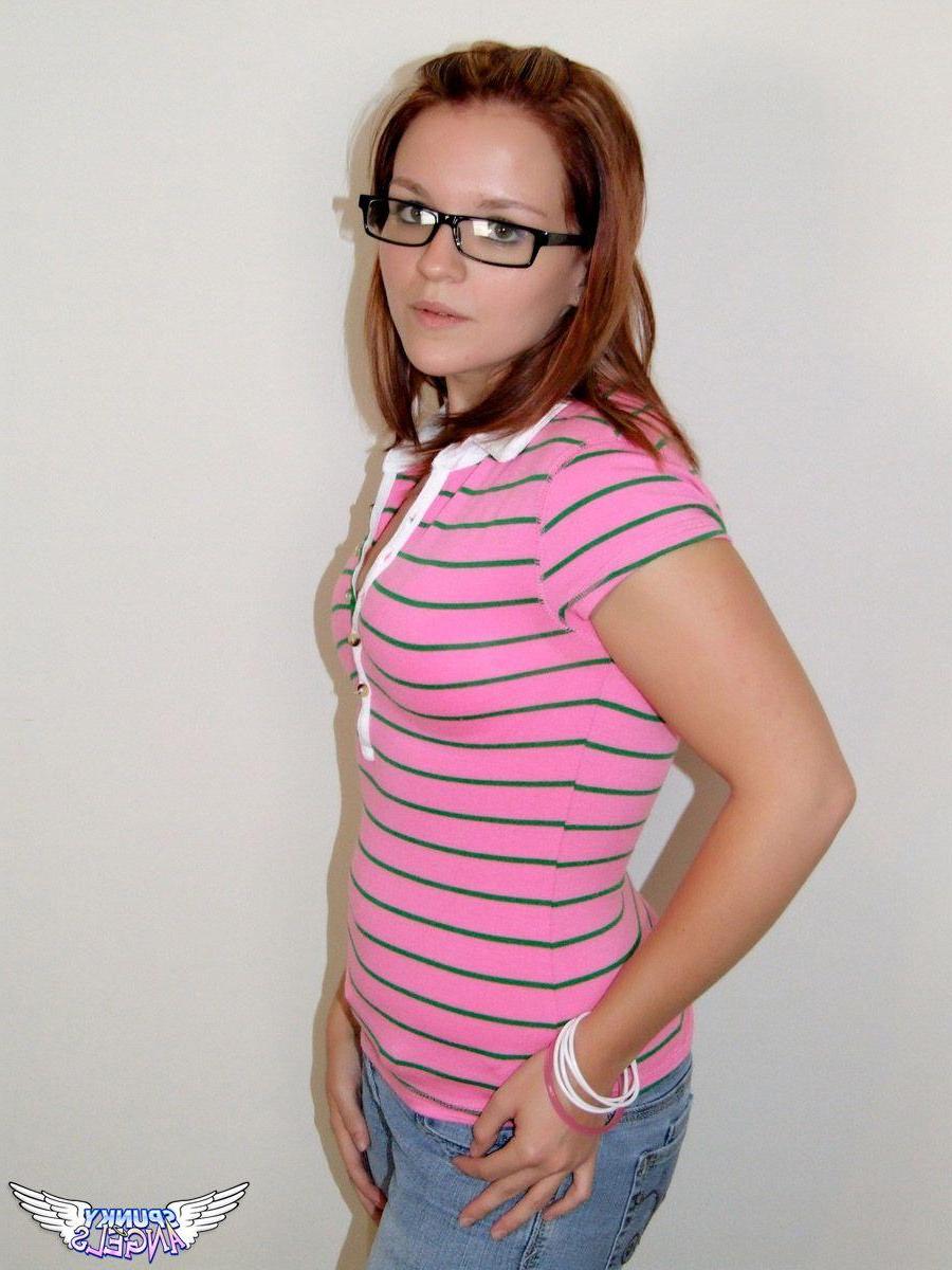 20P Pictures of girl Claire teasing with her glasses and panties