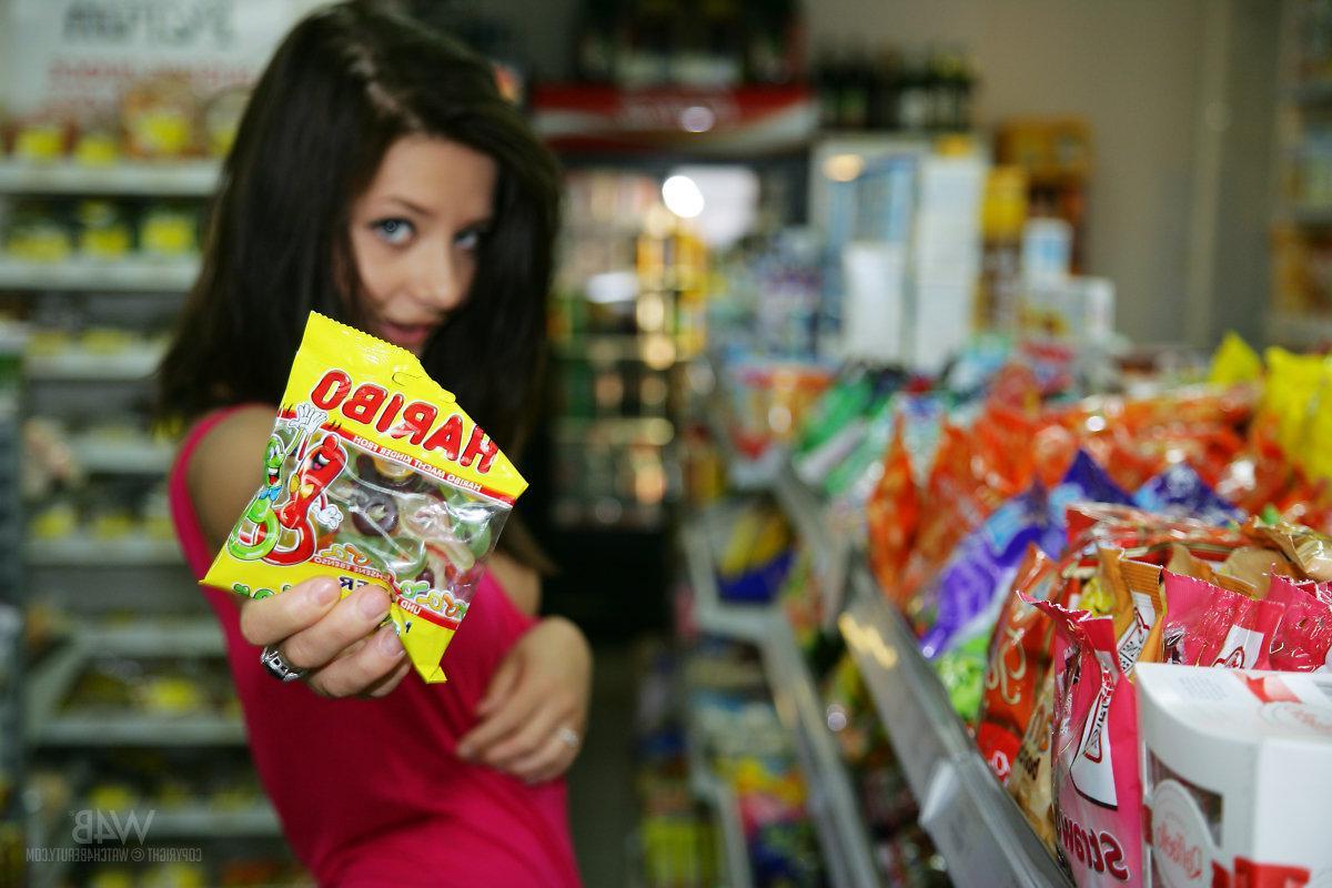 16P Brunette teen Anna gets a little naughty in a shop