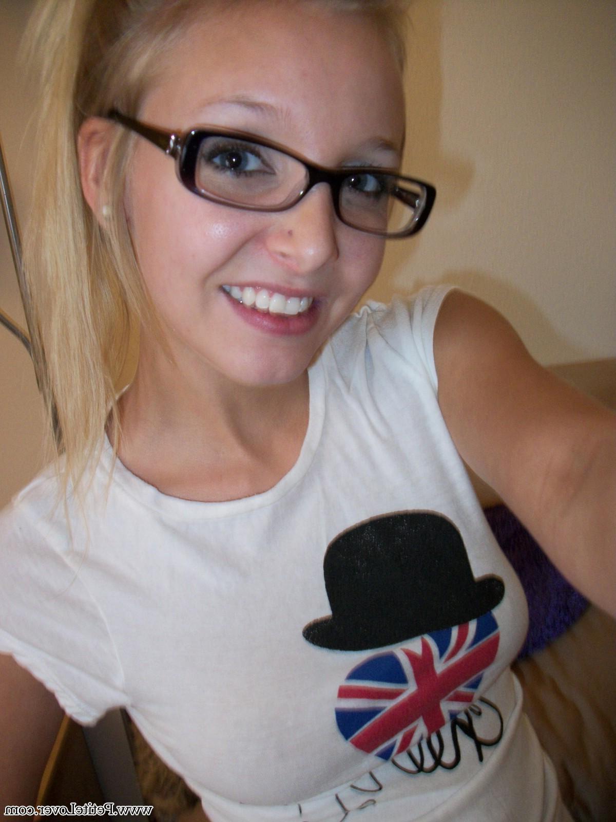 16P Petite blonde teen Elle strips and rides her sybian in bed