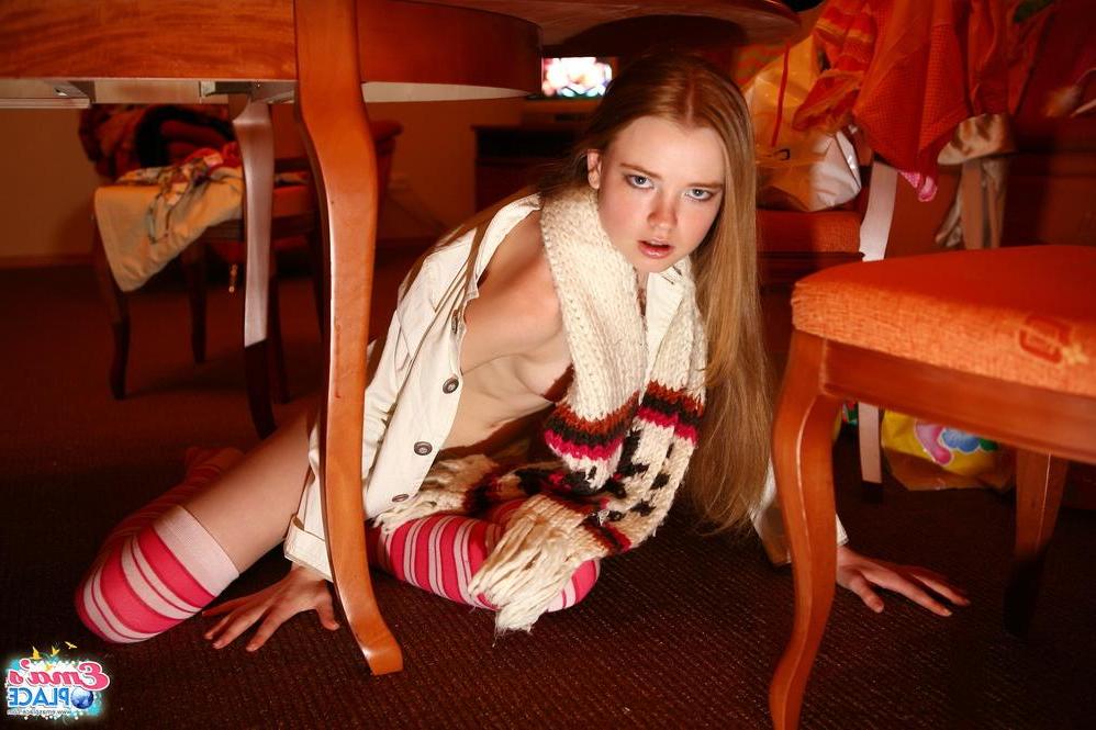 15P Pictures of teen Ema's Place teasing in long striped socks