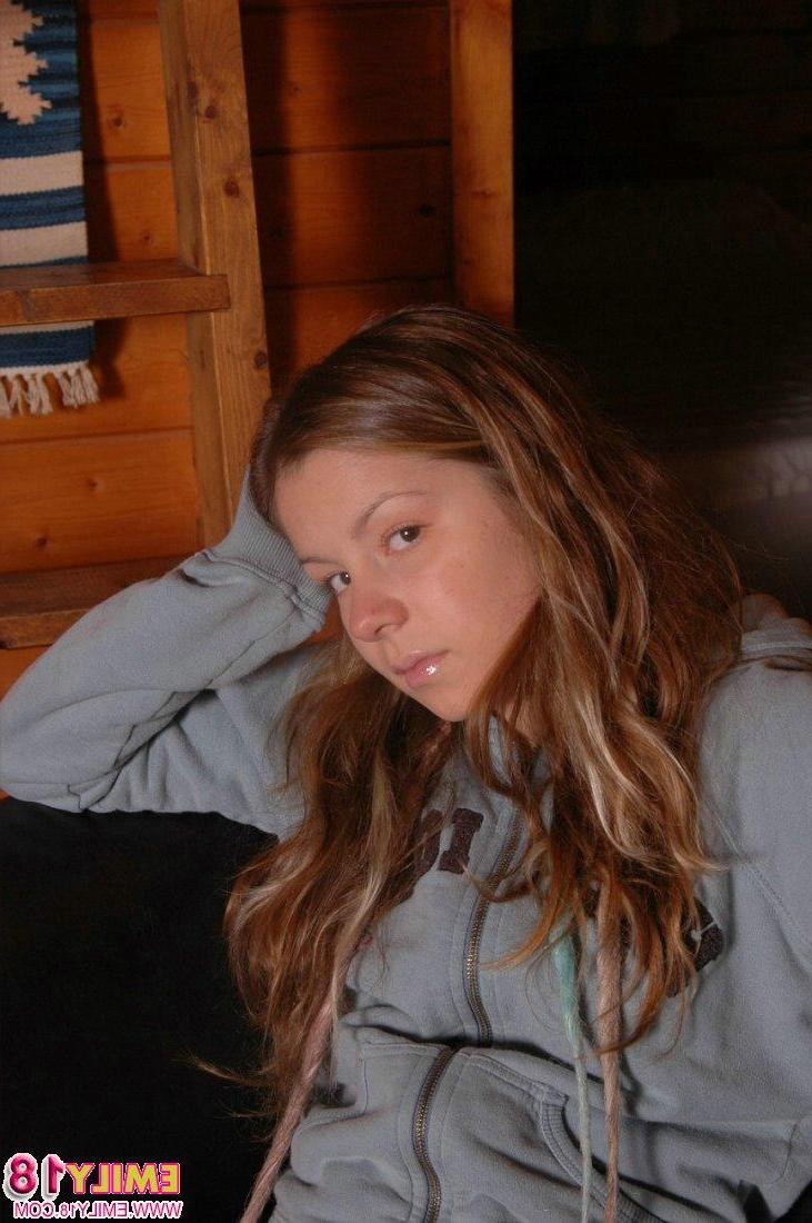 15P Super cute young model Emily having fun in her panties and socks