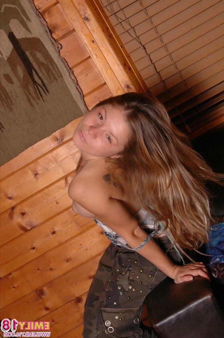 15P Super cute young model Emily having fun in her panties and socks