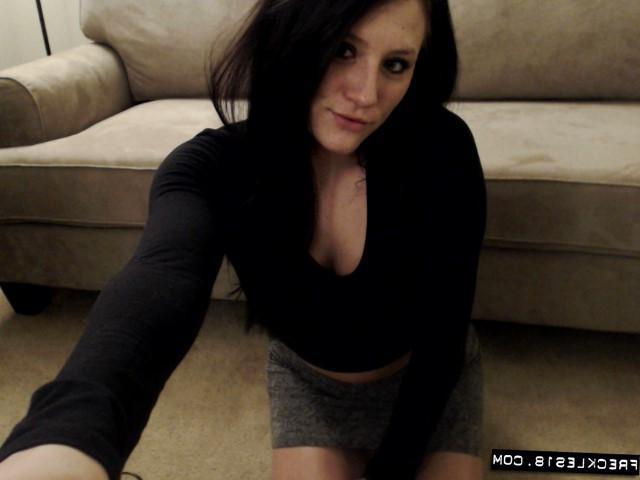12P Brunette cutie Freckles 18 teases in her tight gray skirt