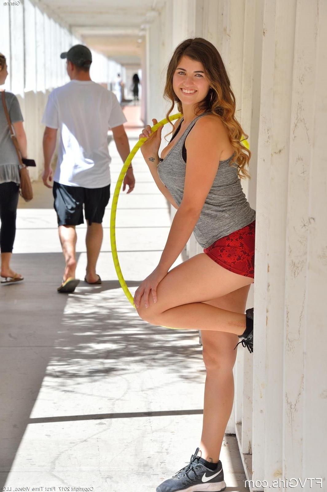 15P Busty college girl Gianna shows off her diverse skillset