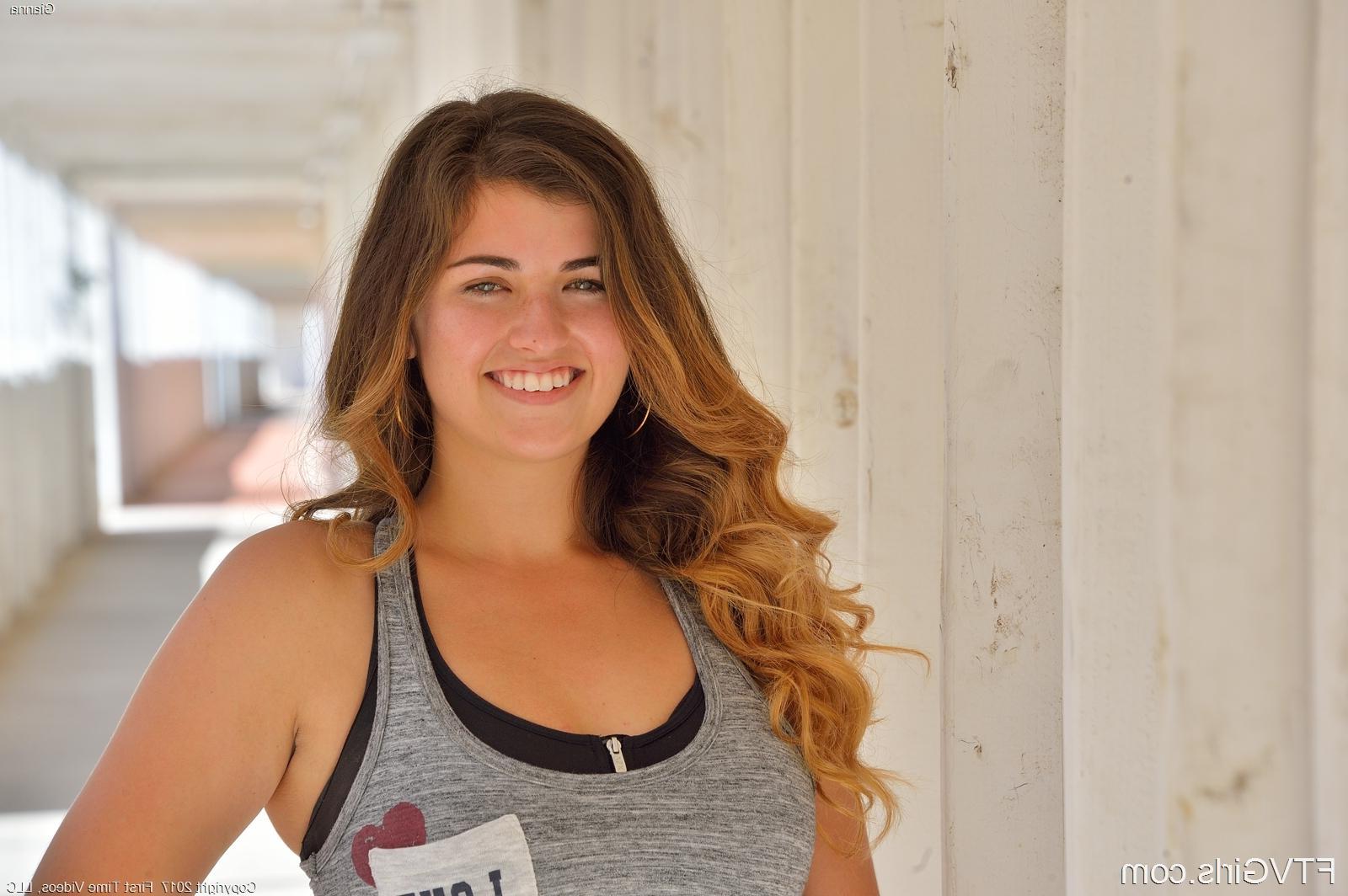15P Busty college girl Gianna shows off her diverse skillset