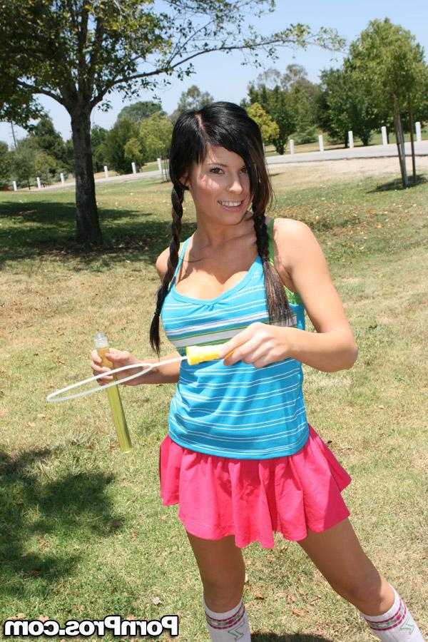 16P Cute teen with pigtails Kenzi Marie strips to show her shaved cunt