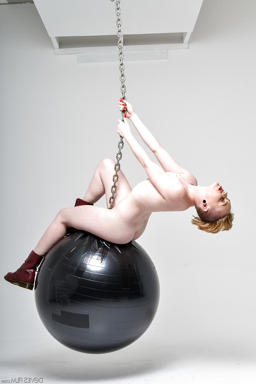 15P Seductive blonde doll with a cute ass Miley Mae rides a wrecking ball