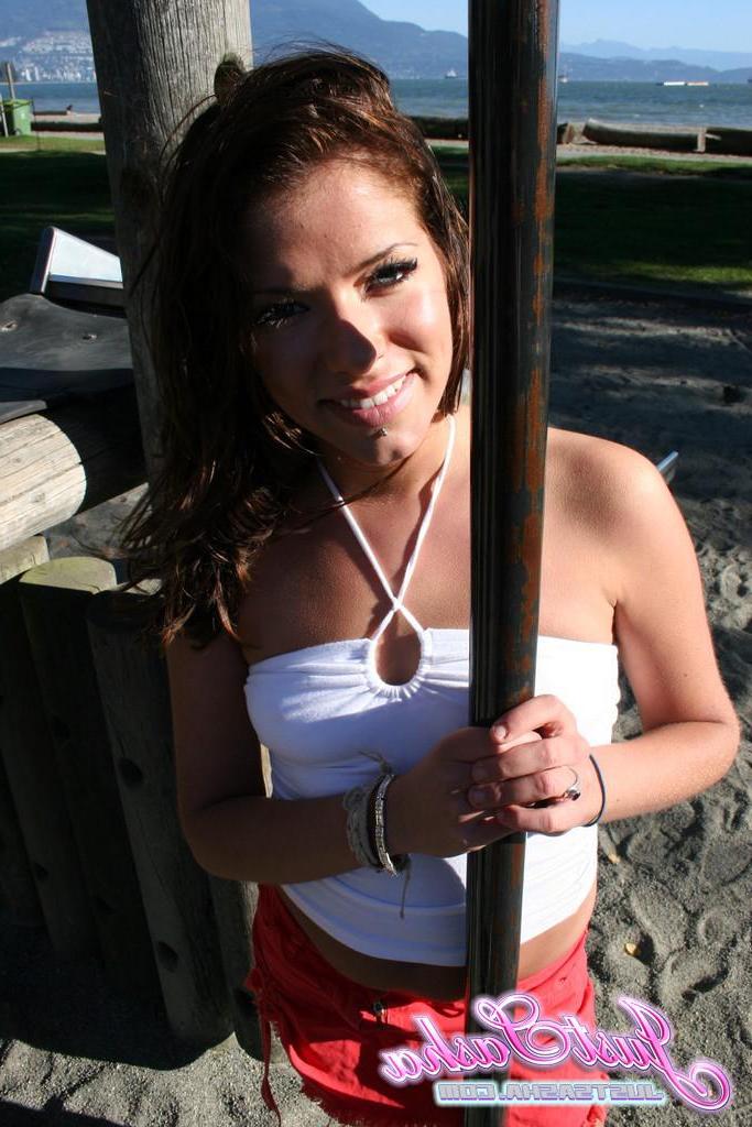 20P Pictures of teen Just Sasha having fun at a park