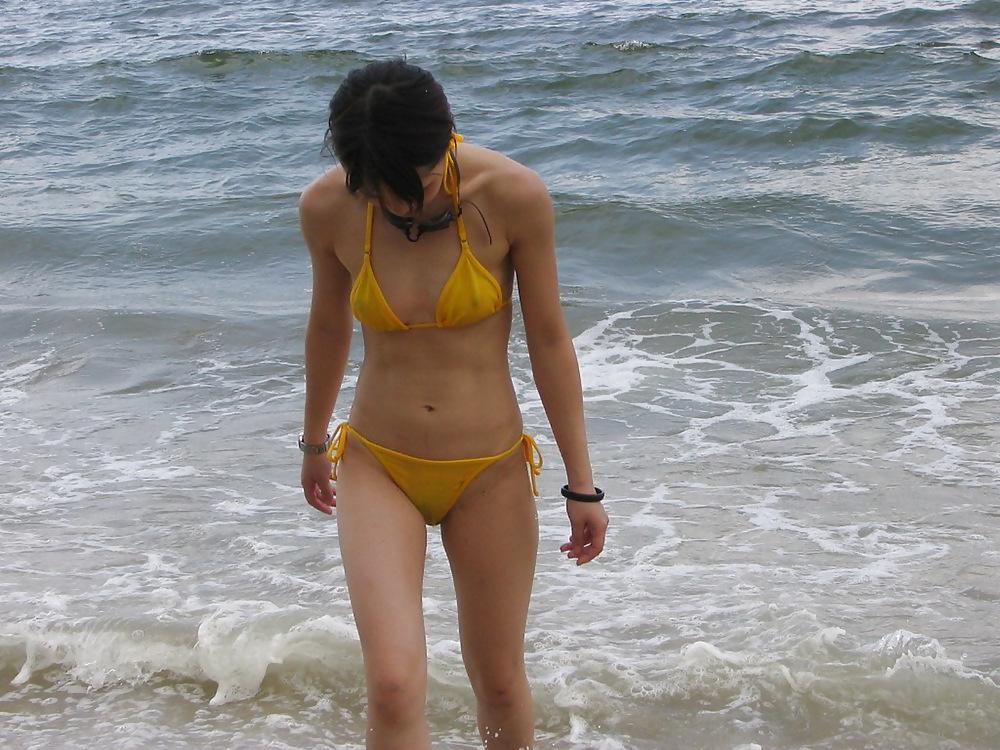 16P Wearing my yellow bikini on holiday 