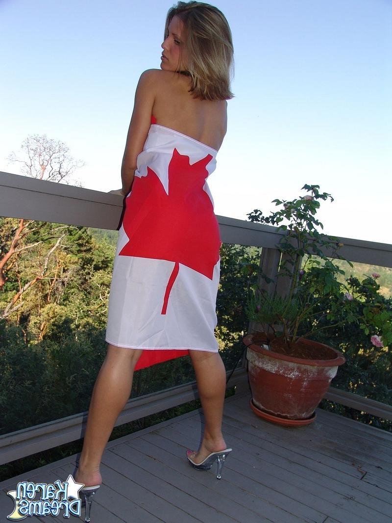 20P Pictures of teen hottie Karen Dreams showing off her Canadian pride