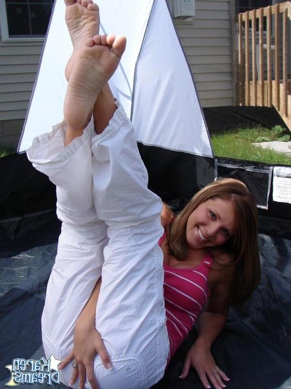 15P Karen pulls down her pants to show you her panties