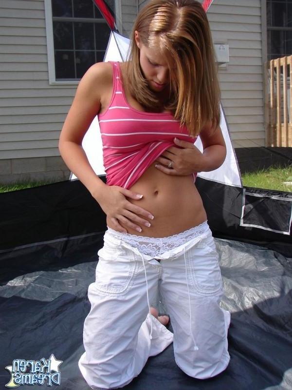 15P Karen pulls down her pants to show you her panties