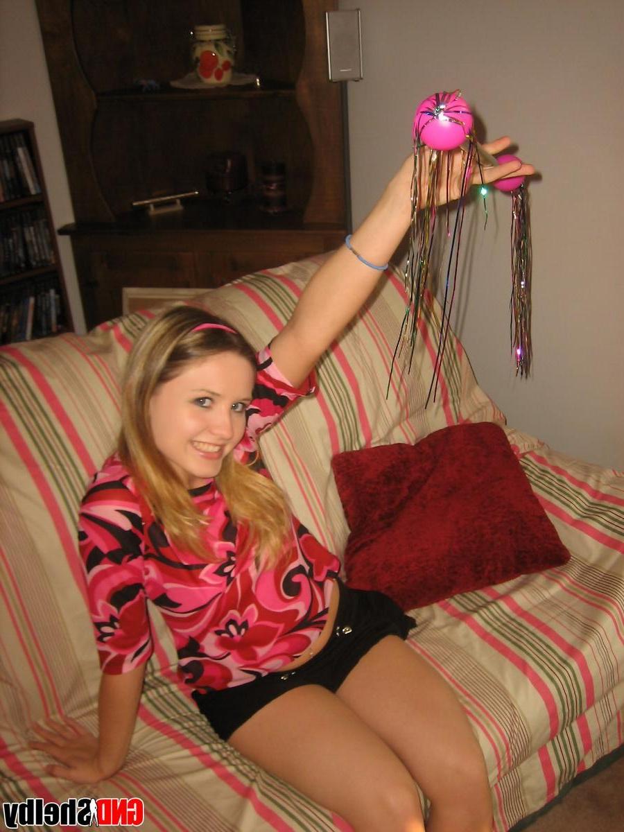 12P Horny petite teen Shelby strips naked and plays with her pink baton