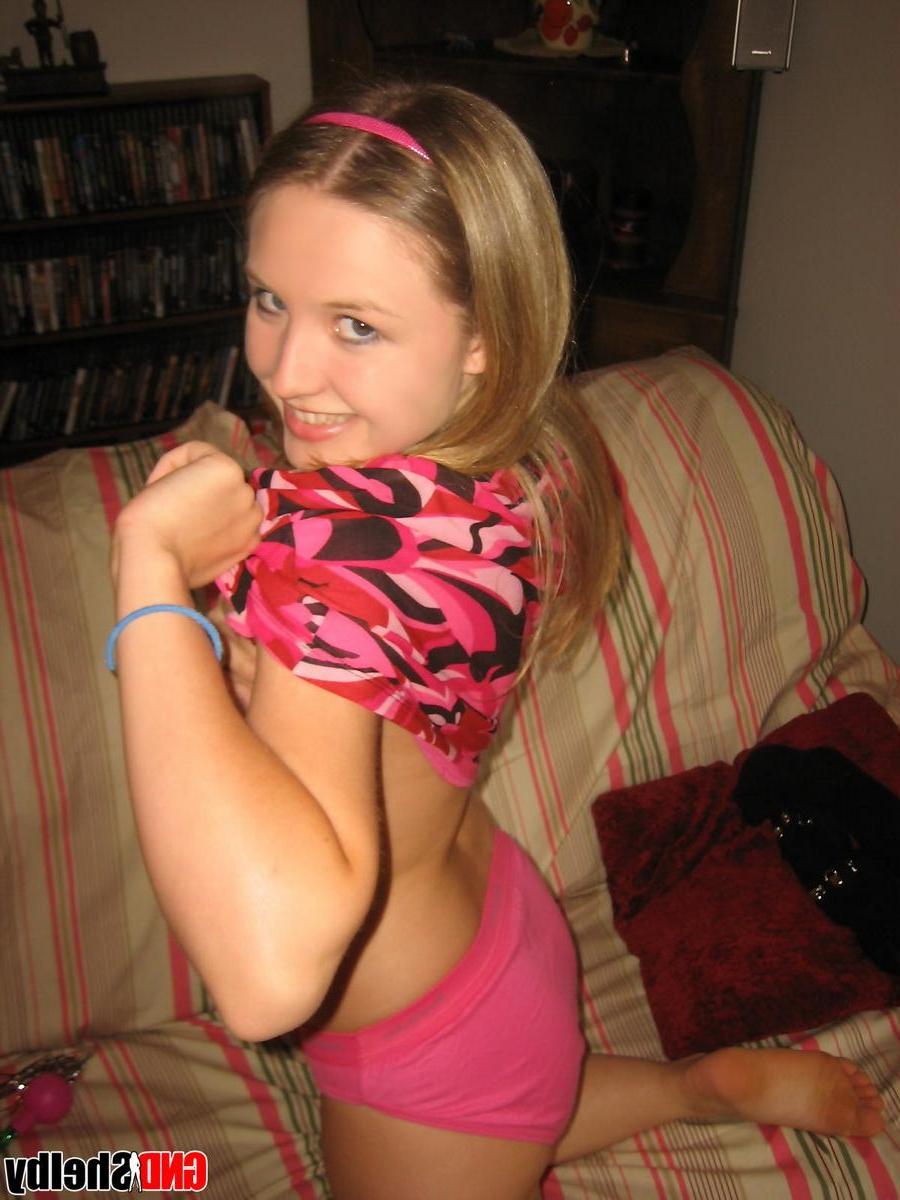 12P Horny petite teen Shelby strips naked and plays with her pink baton