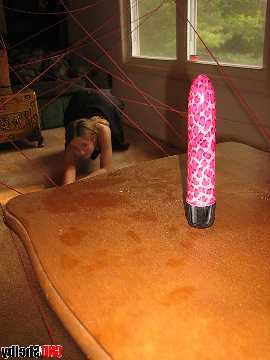 12P Shelby gets the dildo and starts to fuck her tight teenage pussy with it
