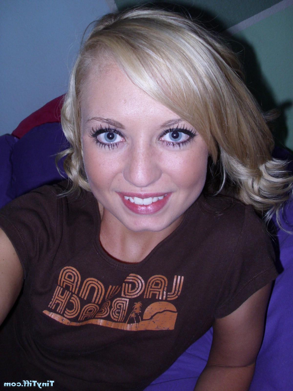 16P Blonde teen Tiff takes a self pussy portrait for you