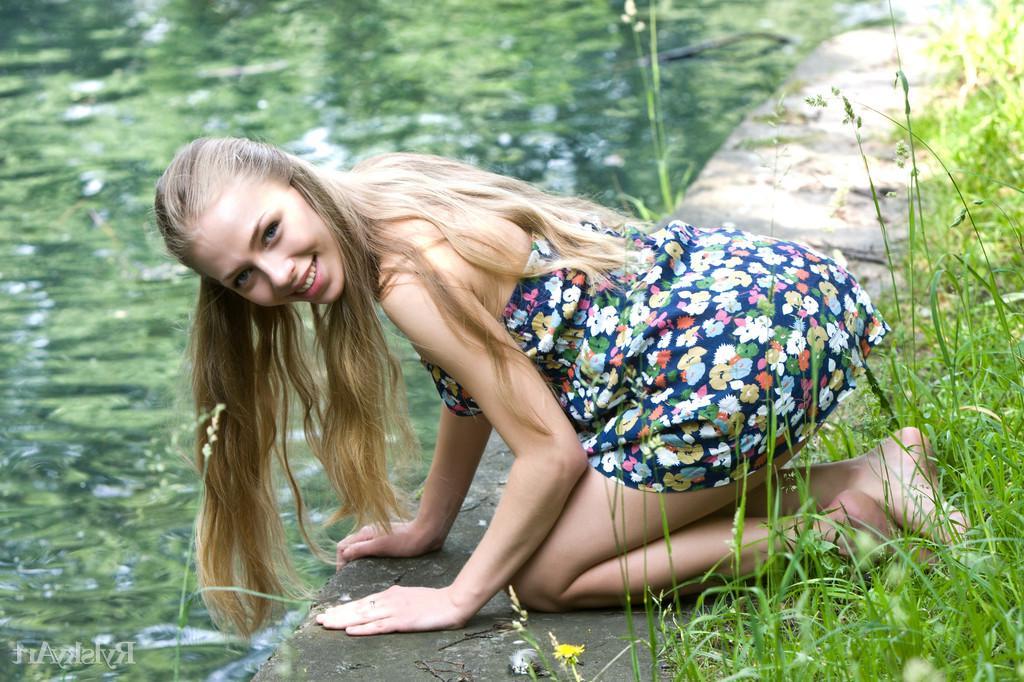 16P Gorgeous teen girl Liv A lifts up her dress to show you her tight pussy