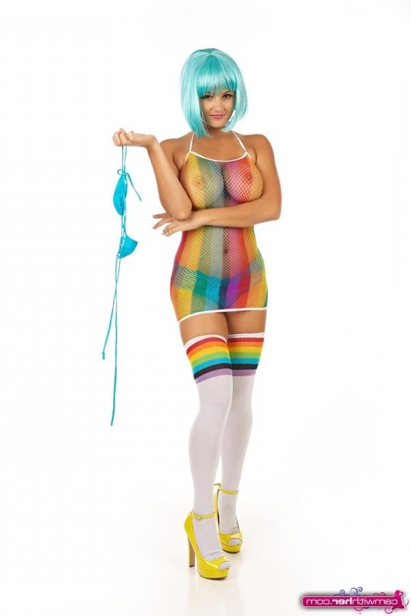 12P Busty cam girl Luna Lynn is a sexy Rainbow Brite
