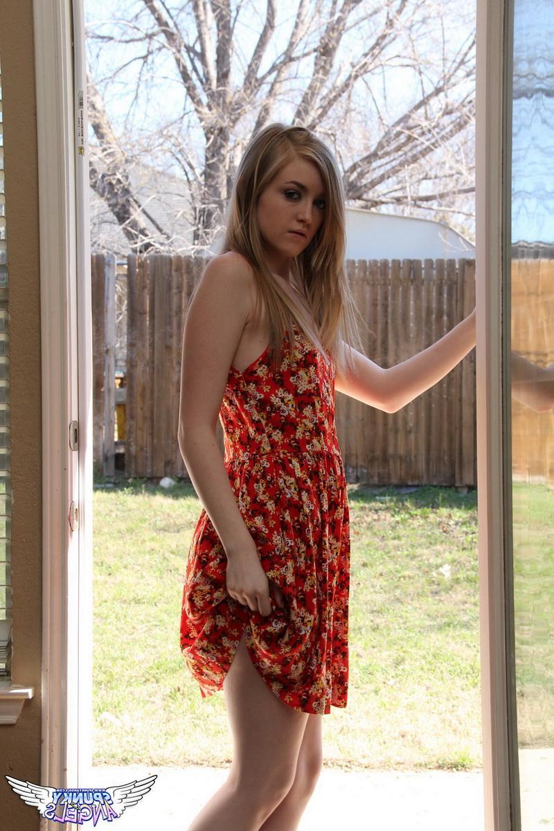 12P Mandy Roe lifts her sundress exposing her perky little tights and tight round ass