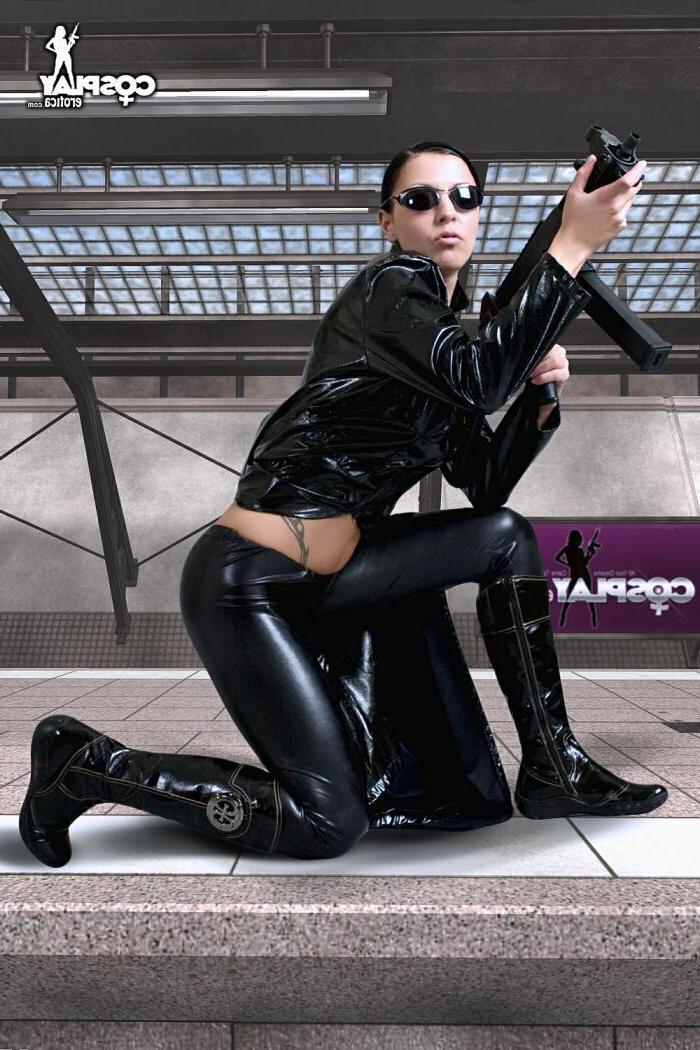 12P Sexy cosplayer Mea Lee dresses up as Trinity and invites you to play in The Matrix